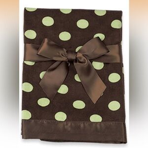 Bearington Baby Polka Dot Snuggle Blanket (Brown & Green) 28.5" x 28.5" NEW